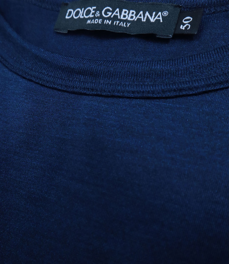 Dolce & Gabbana Seiden T-Shirt dunkelblau Größe 50 aus Italien