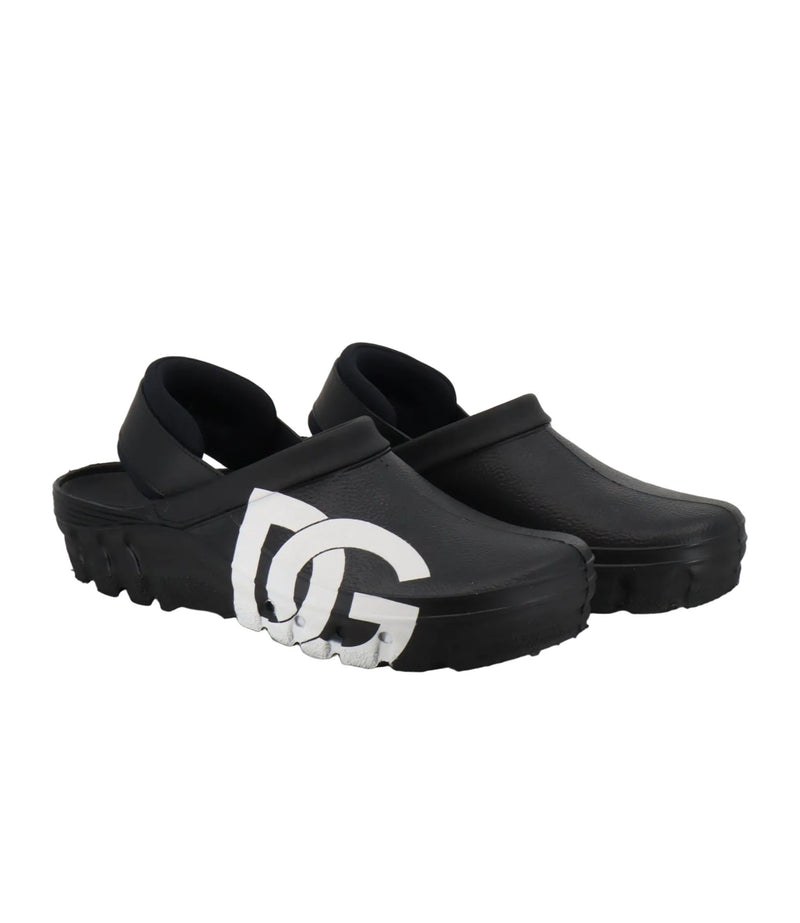 Dolce & Gabbana Clogs schwarz mit weißem DG Logo Größe 39