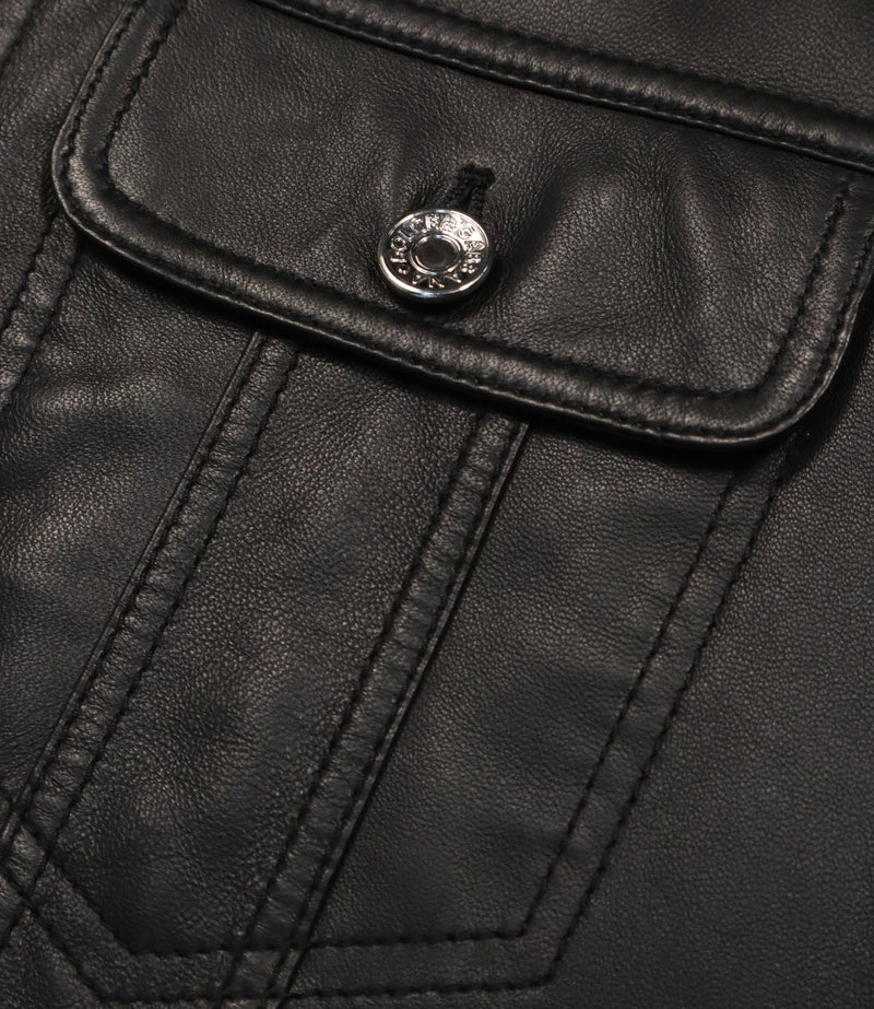 Dolce & Gabbana Lederjacke aus schwarzem Lammleder Größe 46 im Sale