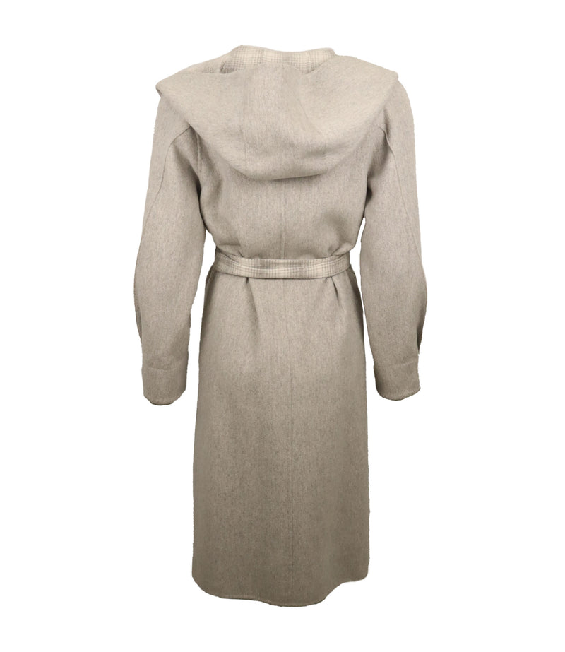 Agnona Mantel Größe 40 Beige mit kariertem Schalkragen und Gürtel