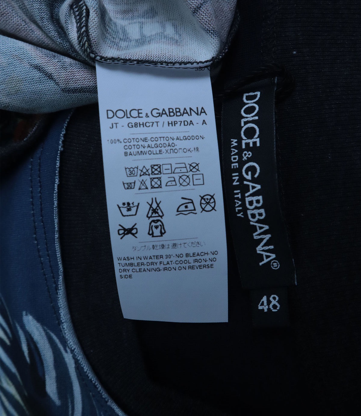 Dolce & Gabbana T-Shirt IT48 mit Palermo Print und Allover-Motiv