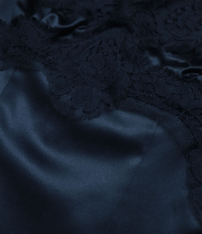 Dolce & Gabbana Seidenbluse in Dunkelblau mit Spitzenbesatz aus Seide Größe IT 36