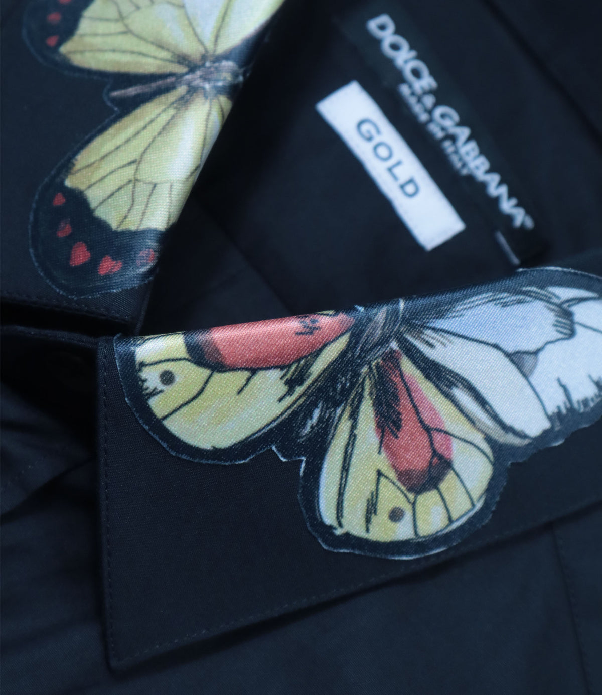 Dolce & Gabbana Herrenhemd navy mit Schmetterling Applikationen Größe IT 40