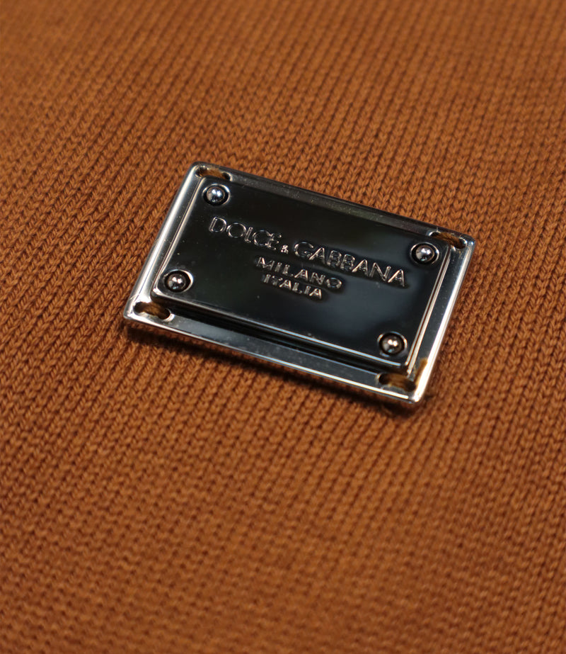 Dolce & Gabbana Strickshirt aus Baumwolle in Cognacbraun Größe 48 Made in Italy