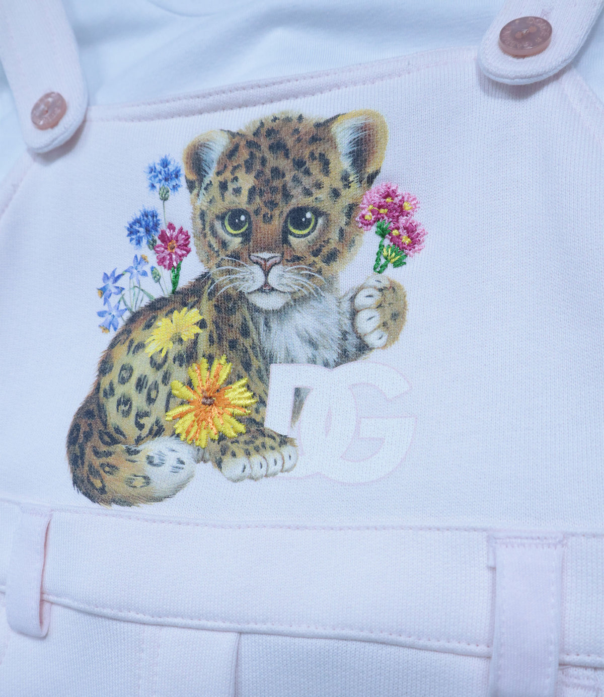 Dolce & Gabbana Baby-Strampler hellblau rosé mit Leopardenmotiv 6-9 Monate