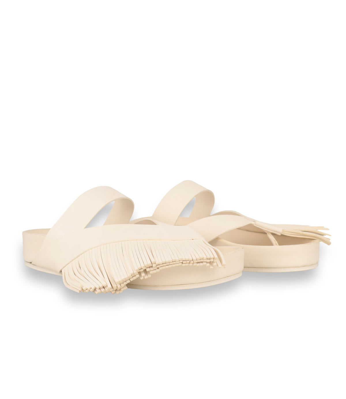 Jil Sander Sandalen Größe 37 in Off-White mit Fransen-Detail und Plateau-Sohle