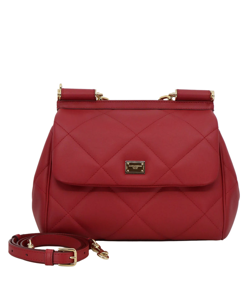 Dolce & Gabbana Handtasche rot gesteppt aus Leder mit Logo-Plakette