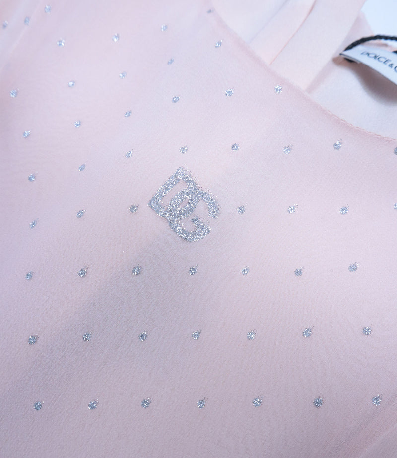 Dolce & Gabbana Seidenkleid rosa mit Glitzerdetails Größe 6 Jahre