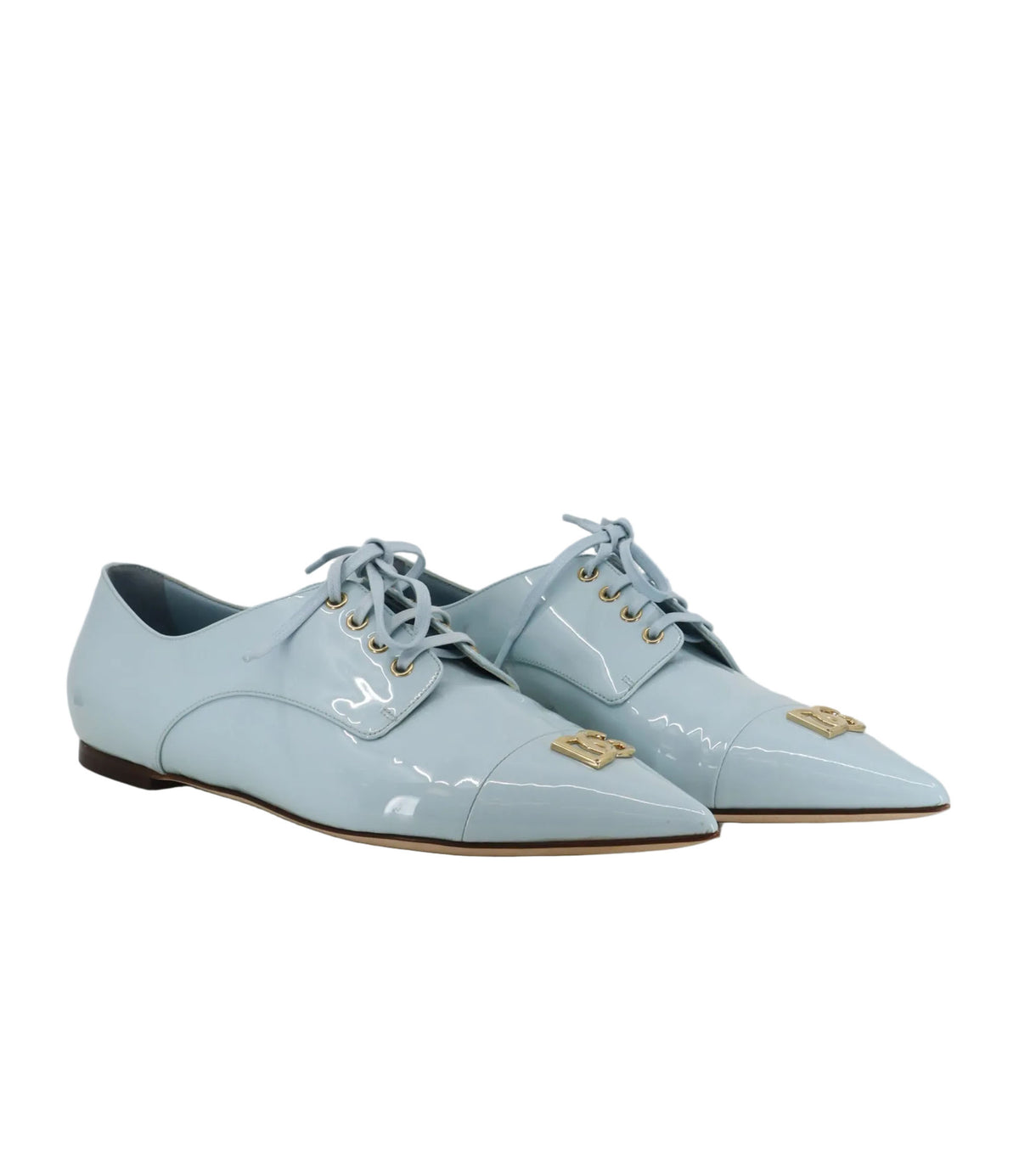 Dolce & Gabbana Schnürschuhe hellblau Lackleder Größe 39 elegant