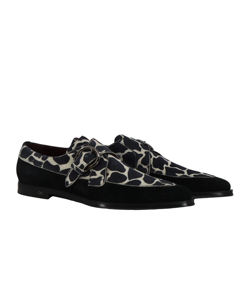 Dolce & Gabbana Loafer Schwarz Weiß Animal Print Größe 44 Monkstrap