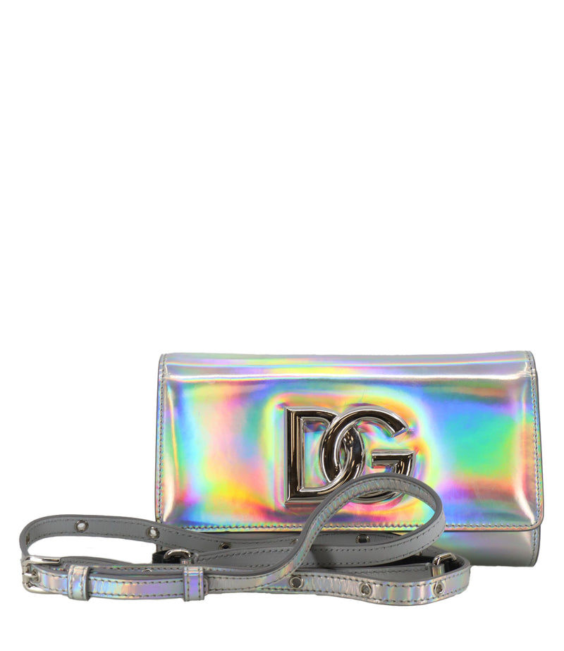 Dolce & Gabbana Clutch holographisch silber mit DG Logo