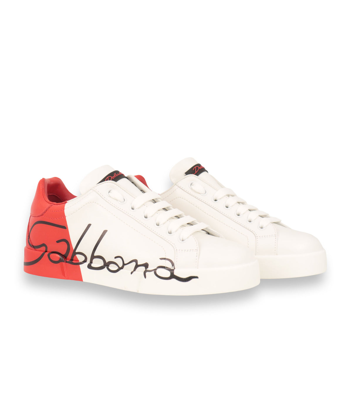 Dolce & Gabbana Sneaker Weiß Rot Damen Größe 39,5 mit Logo-Print