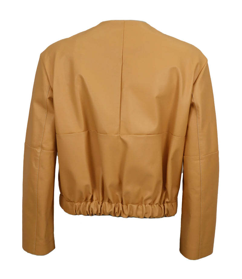 Agnona Lederjacke Größe 40 camel mit Reißverschluss und Taschen