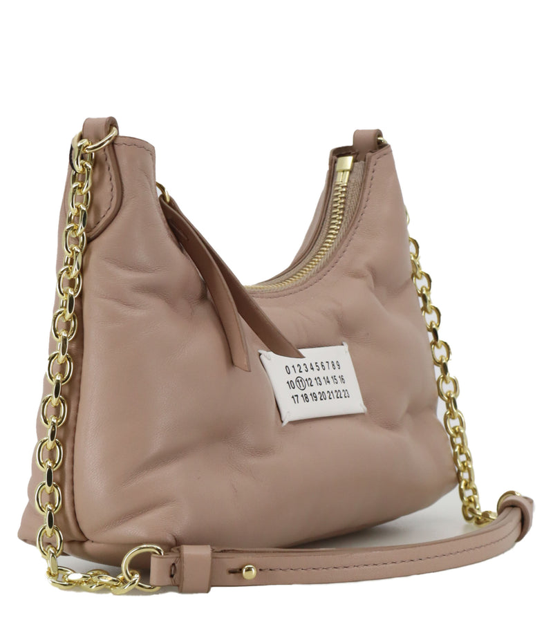 Maison Margiela Handtasche Nude aus Leder mit goldener Kette und Zahlenlabel