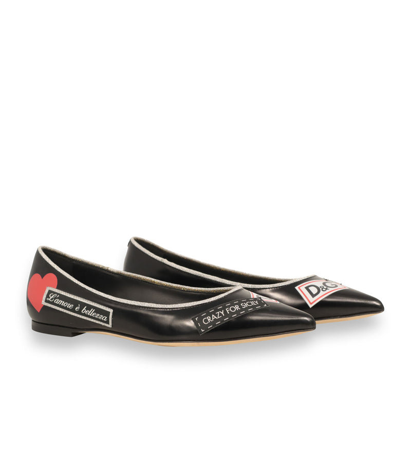 Dolce & Gabbana Ballerinas schwarz Leder Herz Größe 36
