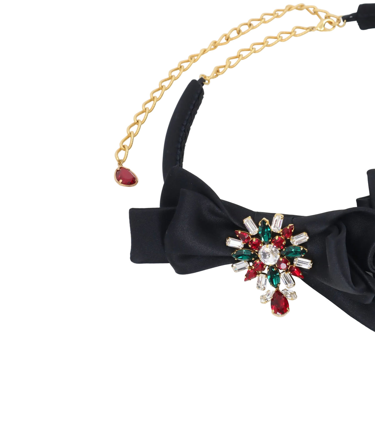Dolce & Gabbana Gürtel Schwarz mit Schleifen und bunten Kristallapplikationen