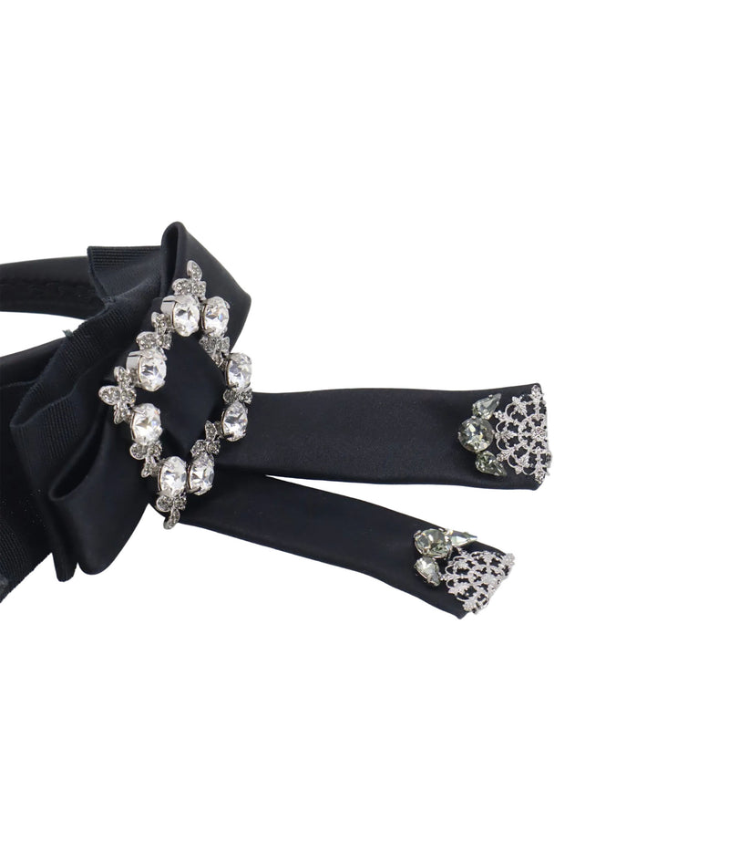 Dolce & Gabbana Haarreif Schwarz mit Strass und Schleife