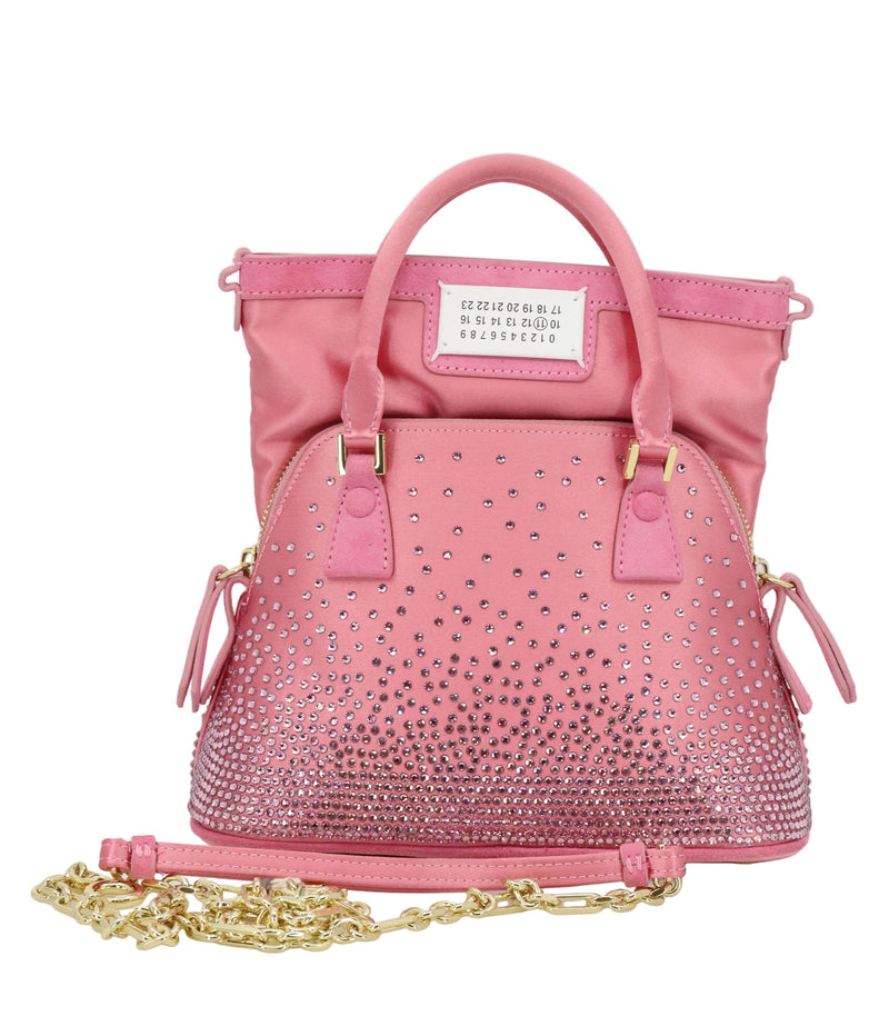 Maison Margiela Handtasche rosa mit Strasssteinen und Lederdesign