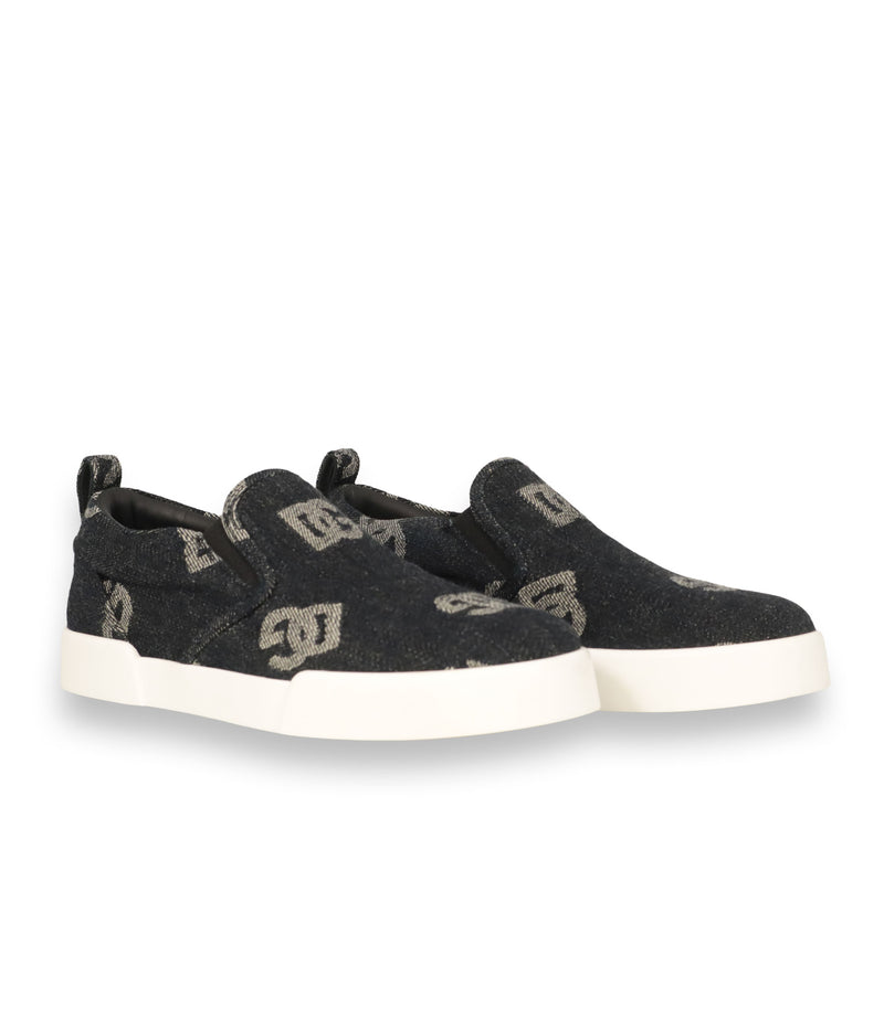 Dolce & Gabbana Slip-On Sneaker Größe 39 schwarz denim logo luxus sneaker