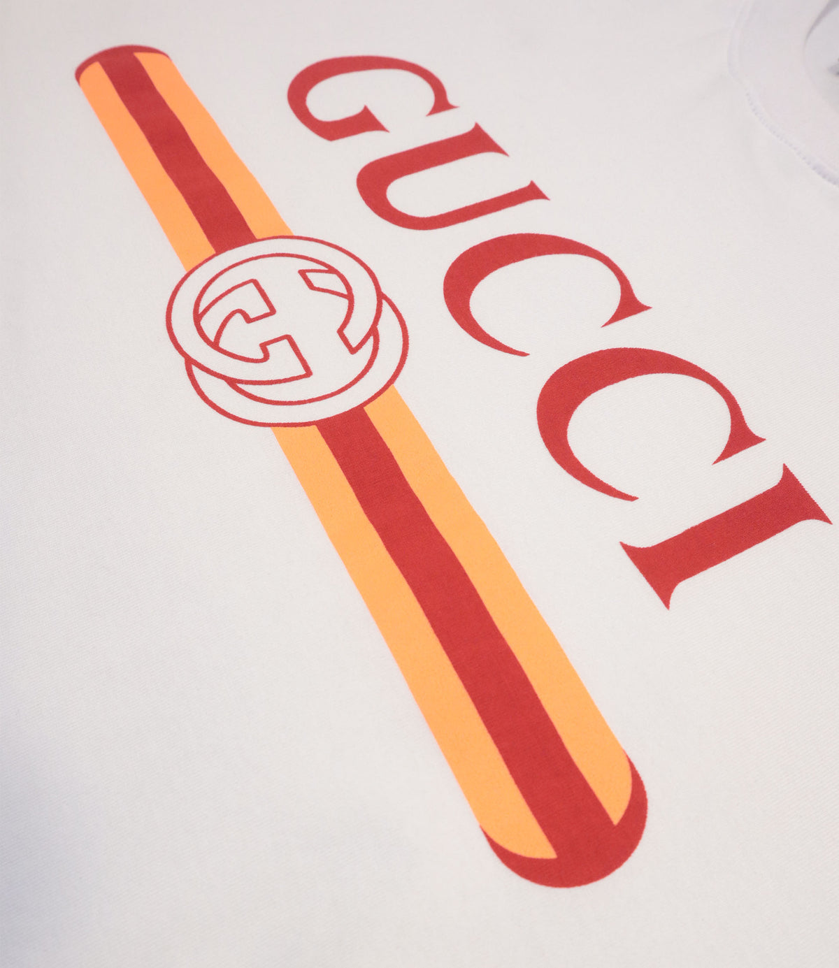 Gucci T-Shirt Weiß mit Logo-Print aus Baumwolle Größe M