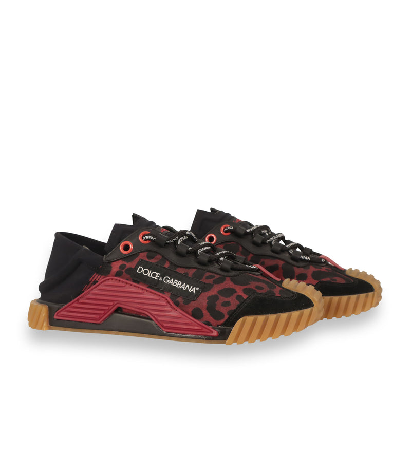 Dolce & Gabbana Sneaker Größe 39 mit rotem Leopardenmuster und Gummisohle aus Italien.