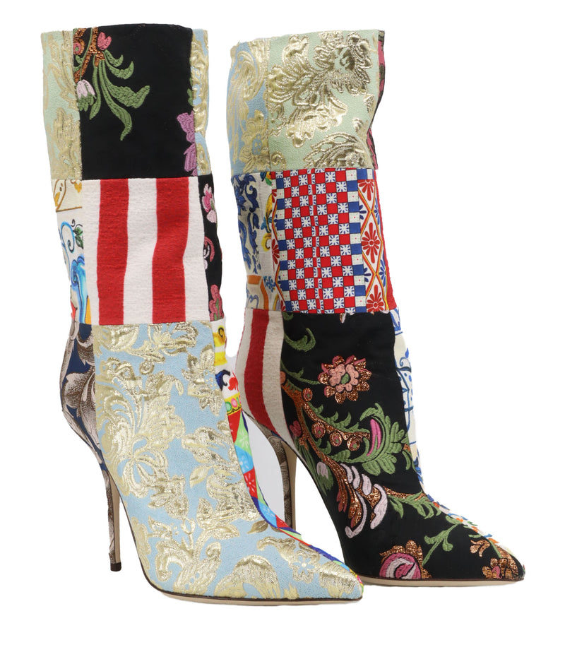 Dolce & Gabbana Stiefel Größe 37 multicolor Brokat High Heel