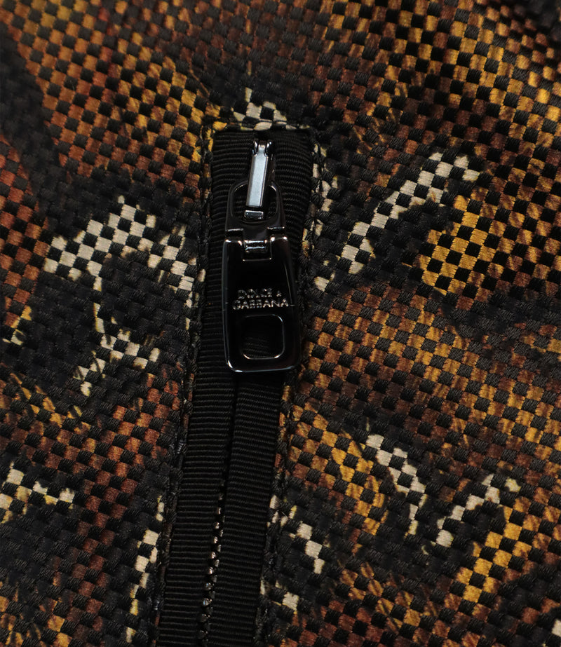     Dolce & Gabbana Bomberjacke IT 50 mit luxuriösem Muster in Braun und Gold