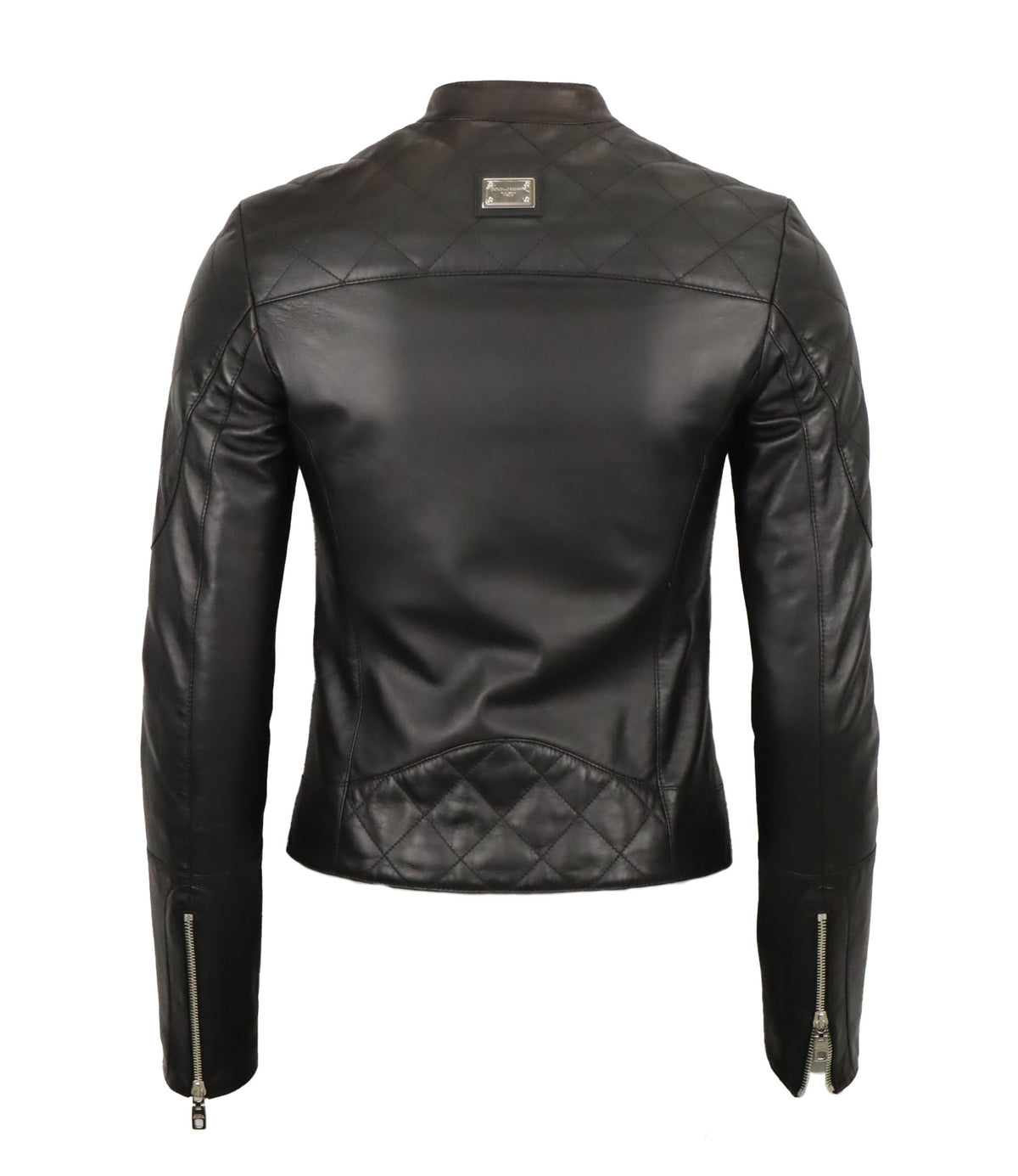 Dolce & Gabbana schwarze Lederjacke Damen Größe 40 Designer Bikerjacke mit Reißverschlüssen