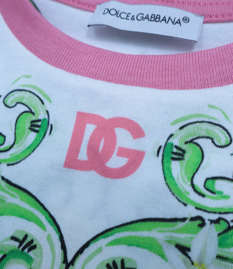 Dolce & Gabbana Kinder T-Shirt mit Zitronenprint aus Baumwolle in Weiß und Rosa