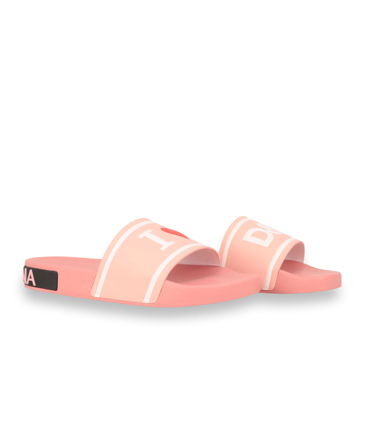 Dolce & Gabbana Slides Größe 41 in Rosa mit Logo-Print und I Love D&G Design