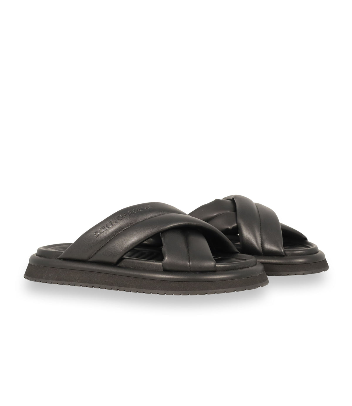 Dolce & Gabbana Sandalen schwarz Leder Größe 41 Designer Slides