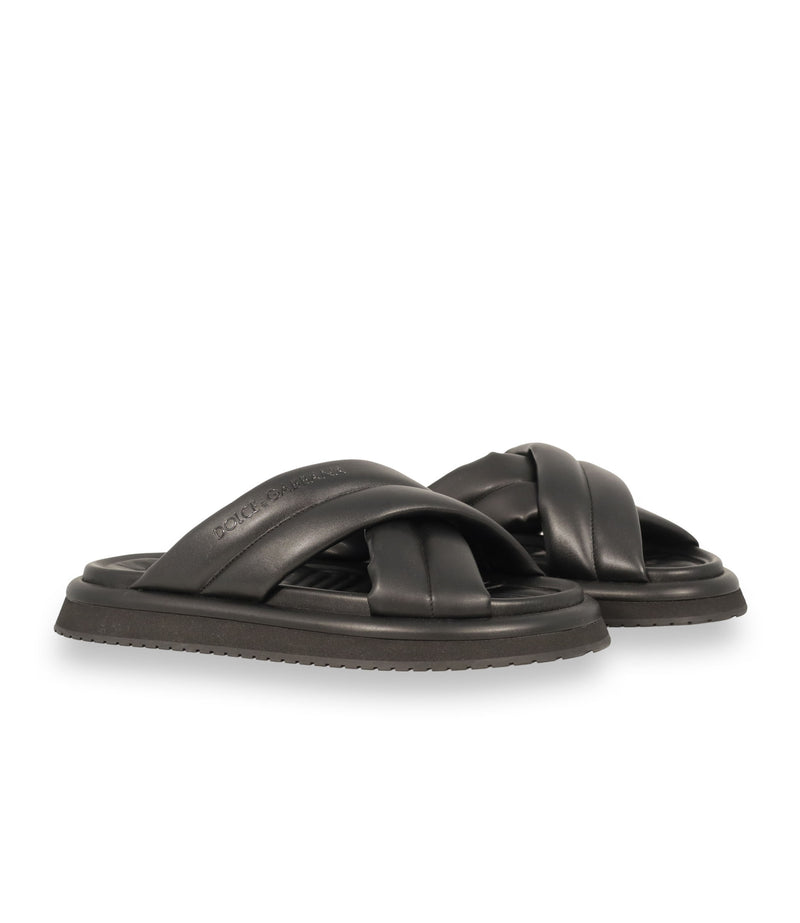 Dolce & Gabbana Sandalen schwarz Leder Größe 41 Designer Slides