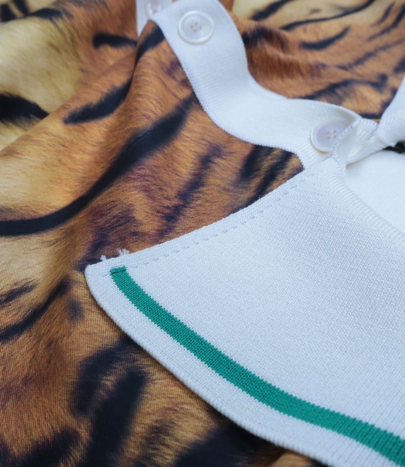 Dolce & Gabbana Seidenhemd mit Tiger-Print in Creme Braun Größe M