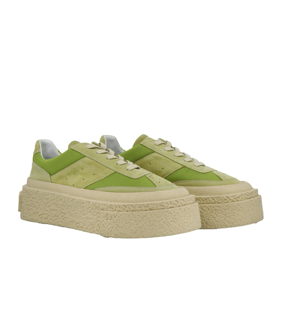 Maison Margiela Plateau Sneaker Größe 37 in Grün aus Veloursleder und Mesh.