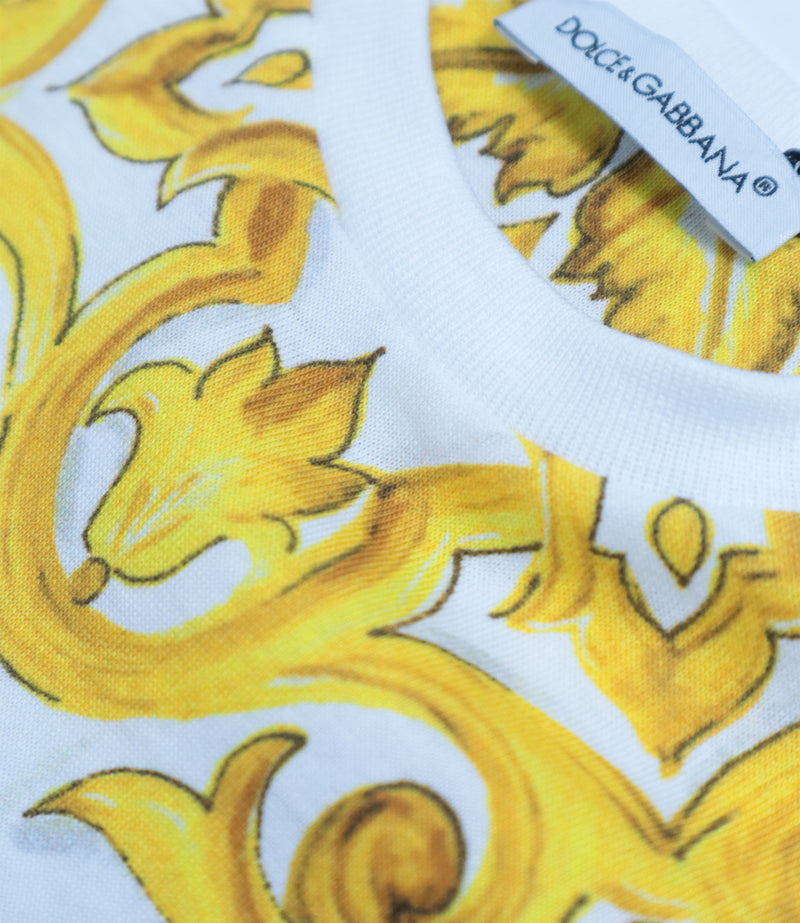 Dolce & Gabbana Kinder T-Shirt weiß gold Barockmuster 18-24 Monate