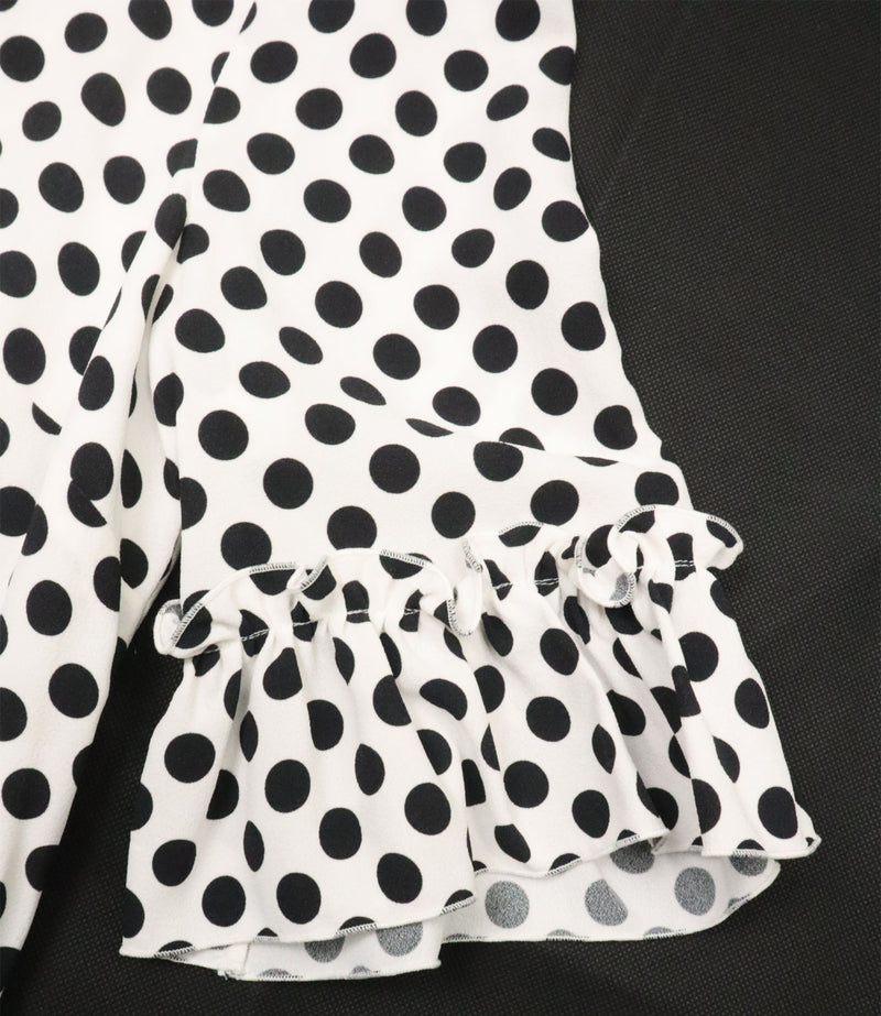 Dolce & Gabbana Kleid Größe 40 schwarz weiß gepunktet mit Rüschenärmeln und Volantsaum