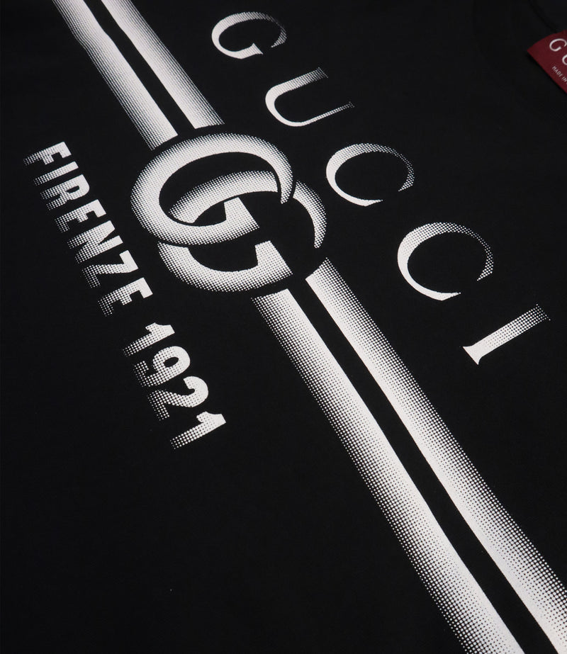 Gucci T-Shirt Größe M schwarz mit Firenze 1921 Logo Print aus Baumwolle Made in Italy