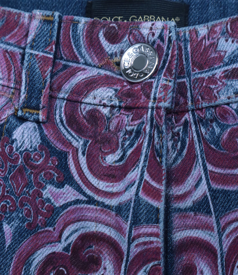 Dolce & Gabbana Kinderjeans mit ornamentalem Print in Rosa und Blau