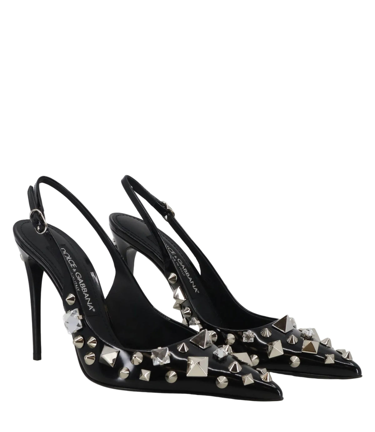 Dolce & Gabbana Slingback High Heels schwarz mit Nieten Größe 37