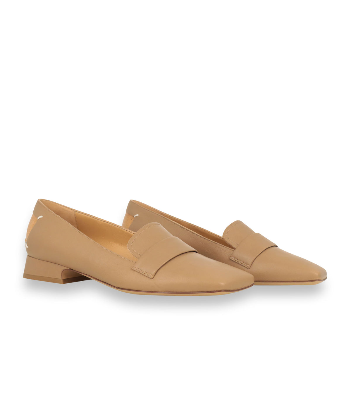 Maison Margiela Damen Loafer Größe 39 aus beigem Glattleder mit Blockabsatz
