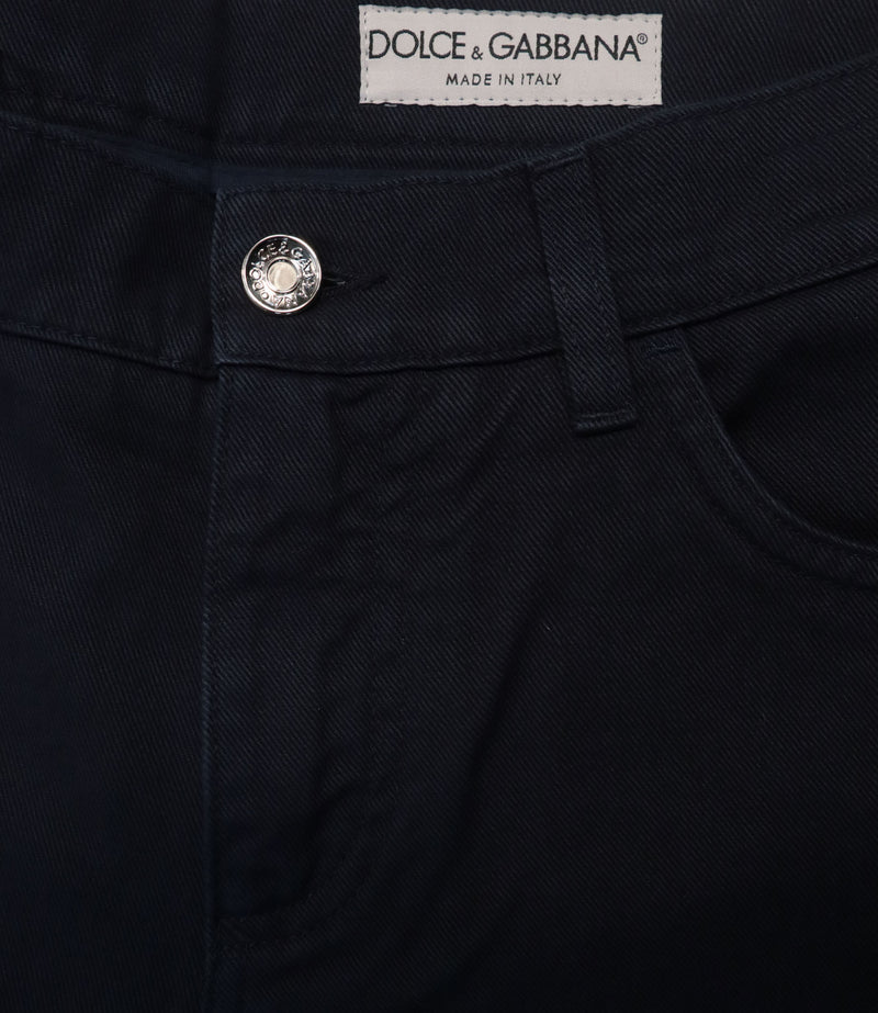 Dolce & Gabbana Hose Größe IT 46 aus 100 % Baumwolle in Navy Blau Regular Fit Made in Italy