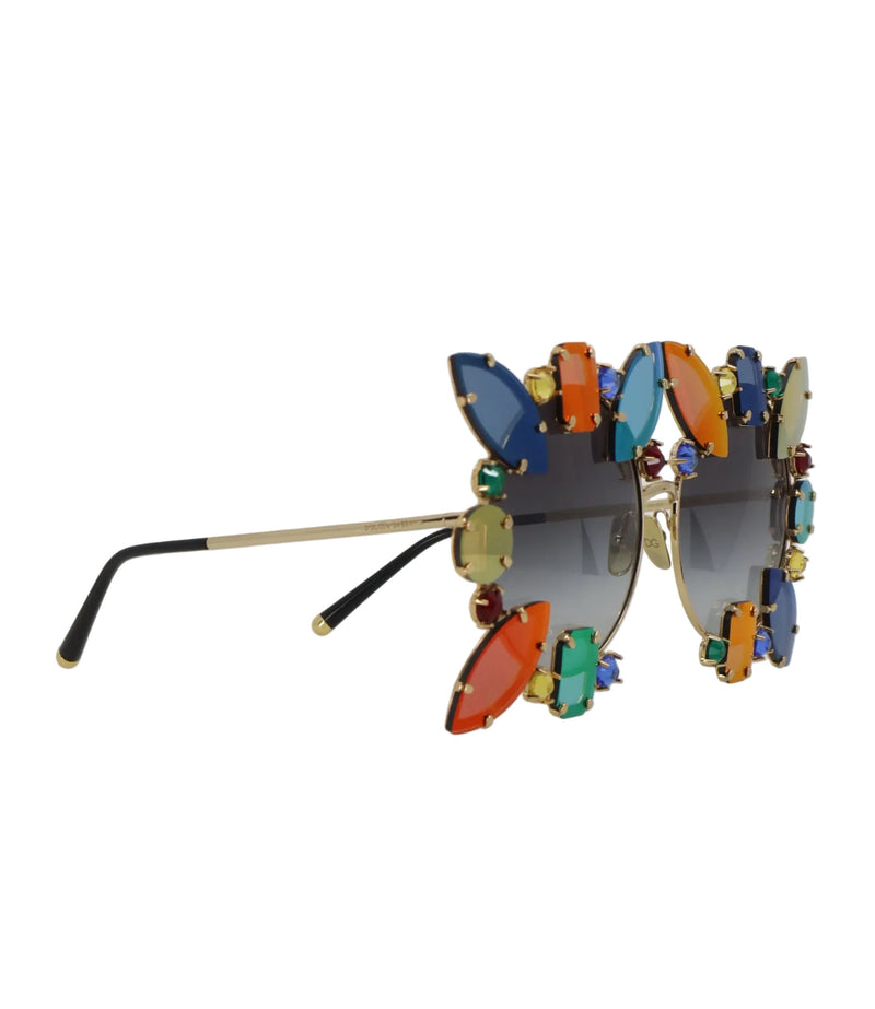 Dolce & Gabbana Sonnenbrille rund multicolor kristallbesetzt luxuriös Statement Accessoire
