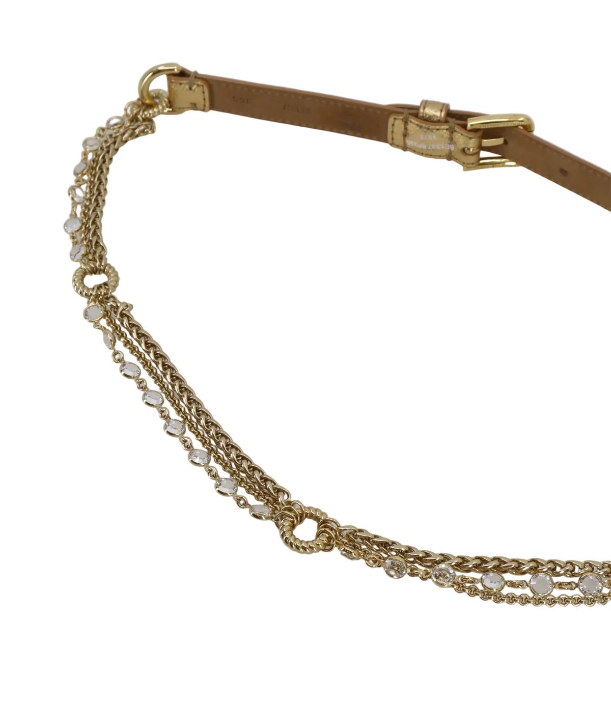 Dolce & Gabbana Gürtel Gold mit feinen Kristallketten und Lederdetails