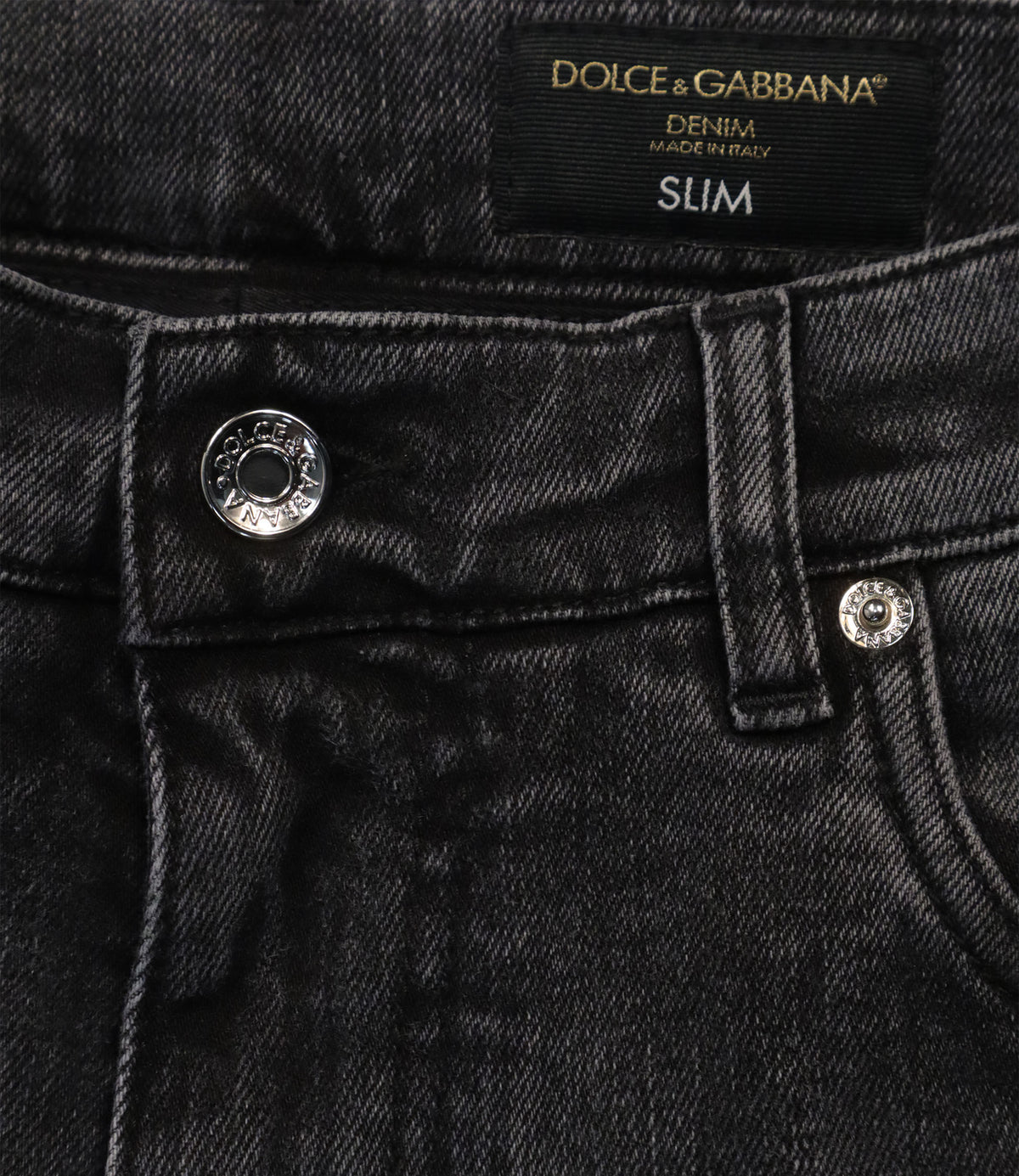 Dolce & Gabbana Jeans Größe 48 Schwarz Slim Fit Made in Italy mit Logo-Patch und Used-Waschung.
