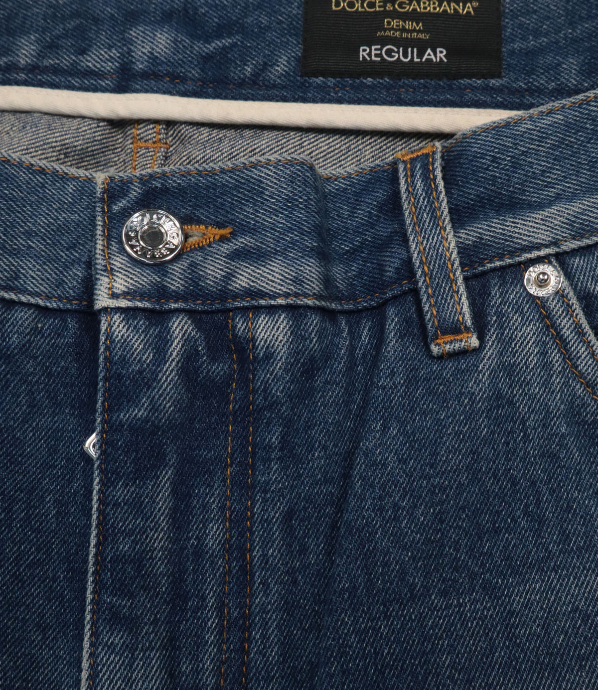 Dolce & Gabbana Herren Jeans Blau Regular Fit IT 58 aus Baumwolle Made in Italy