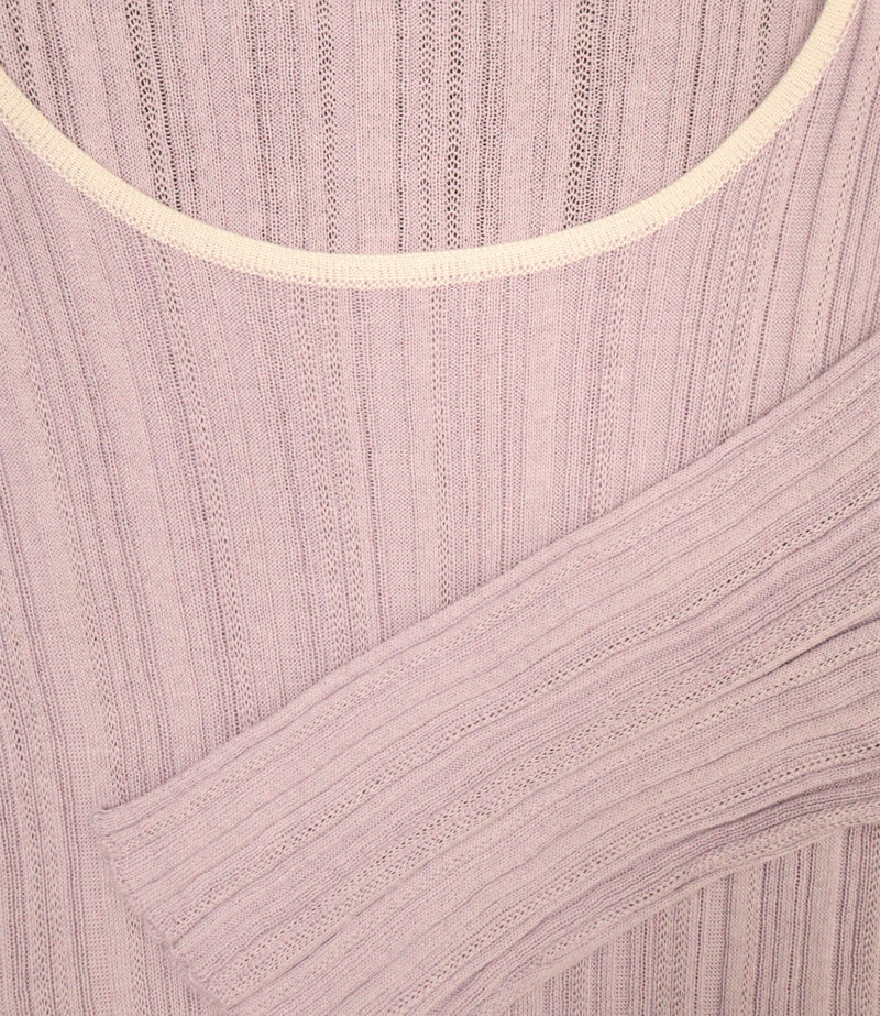 Agnona Pullover rosa Größe M mit feiner Rippenstruktur und Kontrastdetails