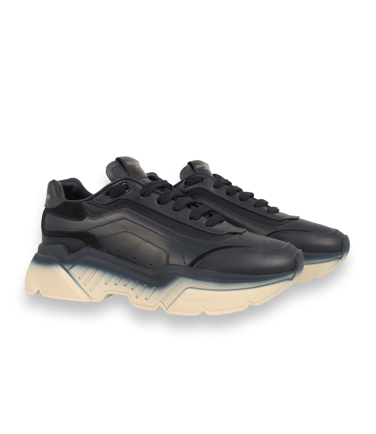 Dolce & Gabbana Sneaker Größe 40 in Dunkelblau mit Oversize-Sohle aus Leder im Dolce & Gabbana Sale.