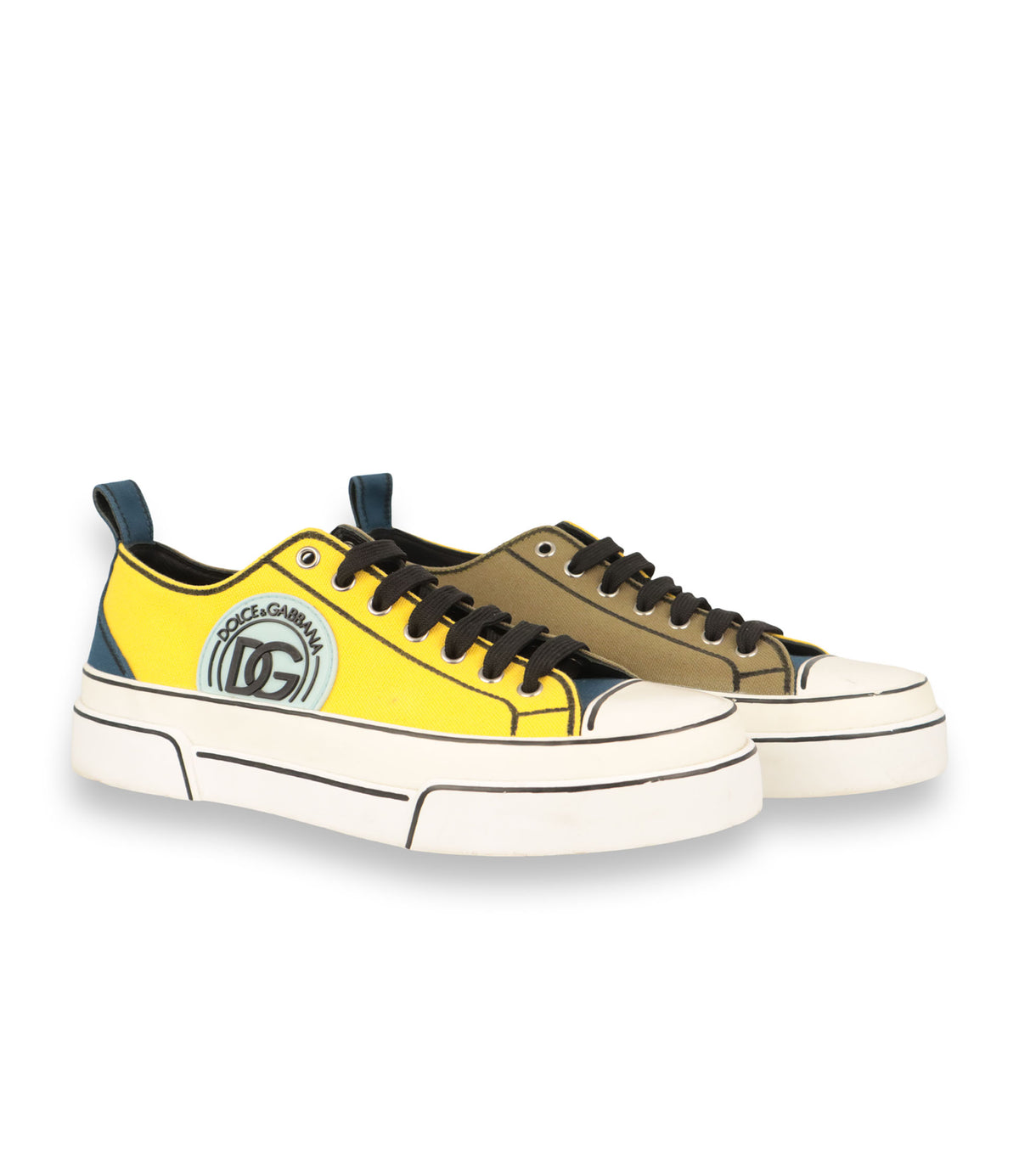 Dolce & Gabbana Sneaker Größe 41 in Gelb Blau mit Plateau-Sohle und DG Logo