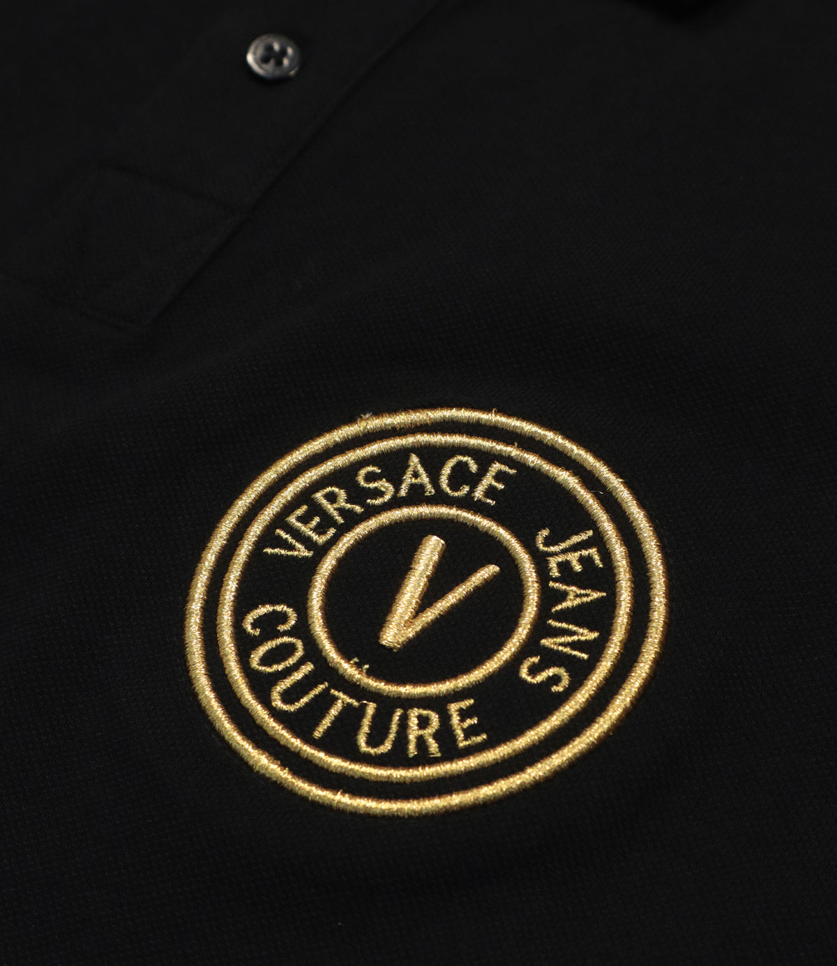 Versace Jeans Couture Poloshirt schwarz mit goldfarbenem Logo Größe L