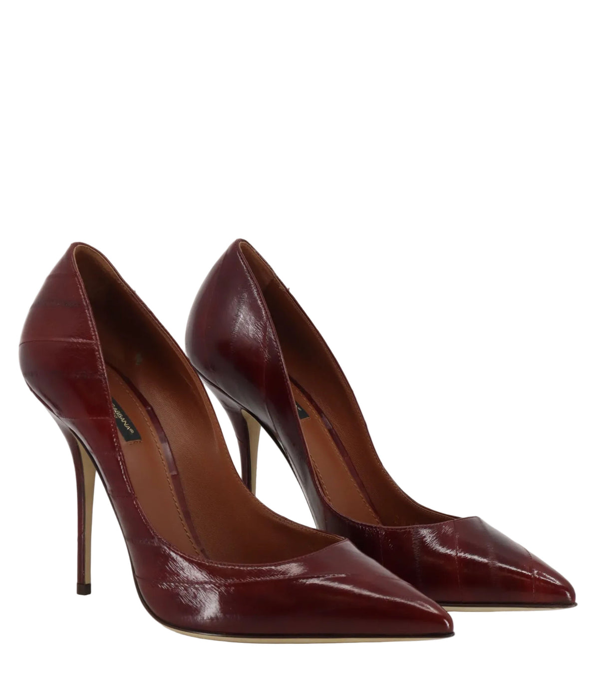 Dolce & Gabbana High Heels Bordeaux Leder Größe 41 elegant